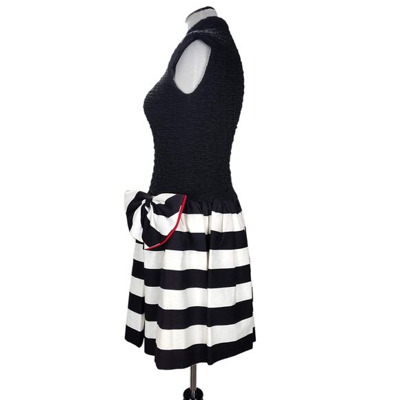 Vintage 80s Huey Waltzer Darcy Party Dress Size S Striped Drop Waist Full Skirt - Picture 6 of 15